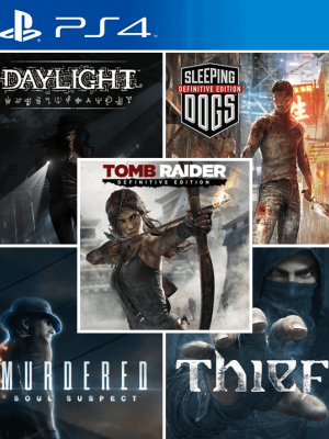 5 juegos en 1 Sleeping Dogs mas Thief mas Tomb Raider: Definitive Edition mas Murdered: Soul Suspect mas Daylight PS4 PRIMARIA