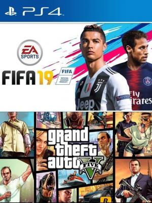 2 JUEGOS EN 1 FIFA 19 MAS GTA V PS4 PRIMARIA