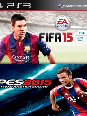 2 JUEGOS EN 1 DE FIFA 15 + PRO EVOLUTION SOCCER 2015 PS3
