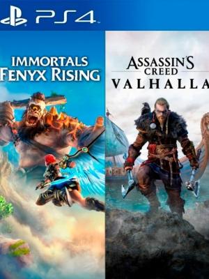 2 JUEGOS EN 1 Assassins Creed Valhalla MAS Immortals Fenyx Rising PS4