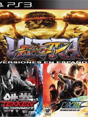 3 juegos en 1 Ultra Street Fighter IV Mas TEKKEN TAG TOURNAMENT 2 Mas The King of Fighters XIII Ps3
