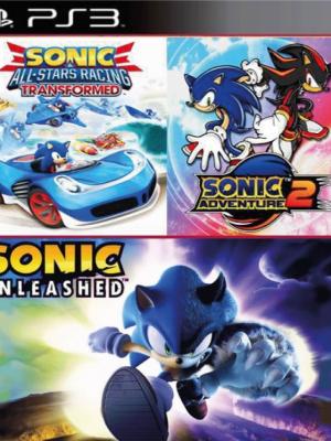 3 juegos en 1 Sonic Unleashed Mas Sonic Adventure 2 Mas Sonic All Stars Racing Transformed Ps3