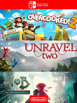 3 juegos en 1 Overcooked! 2 + Unravel Two + Hob: The Definitive Edition - Nintendo Switch