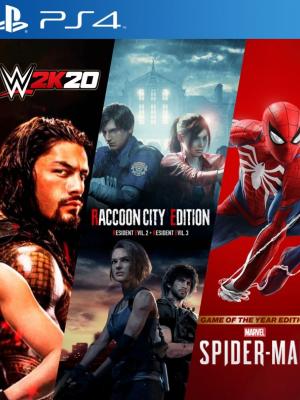WWE 2K20 mas Resident Evil Racoon City mas Marvels Spider Man Game of the Year Edition PS4
